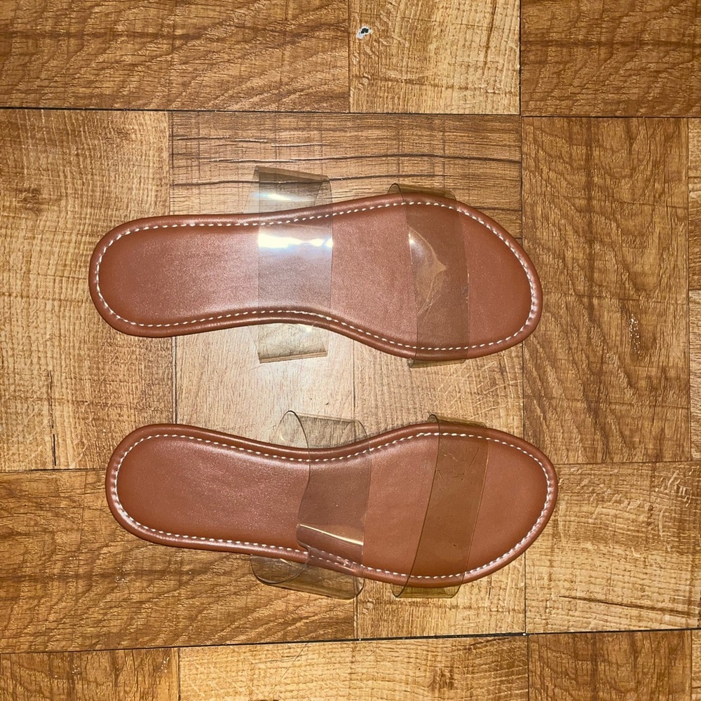 Transparent Brown Women's Slide Sandals